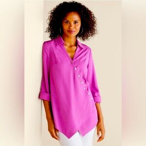 NWT Soft Surroundings Magenta Heavenly Soft Washed TENCELc Tunic Blouse M